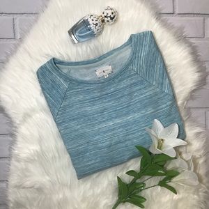Lou & Grey Lt. Blue Spacedye 3/4 Sleeve Top Sz XL